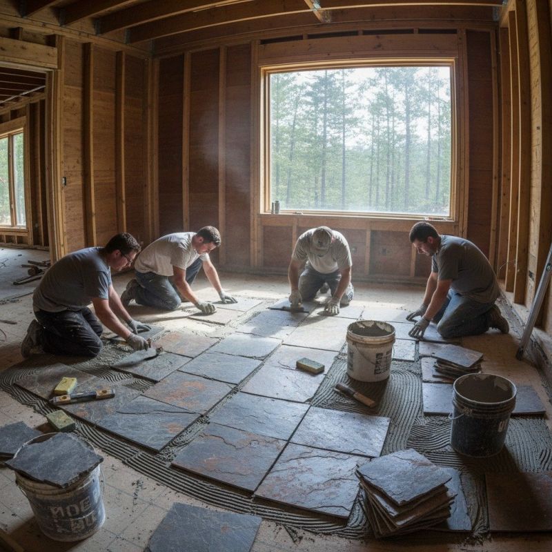 Slate Backsplash Installation